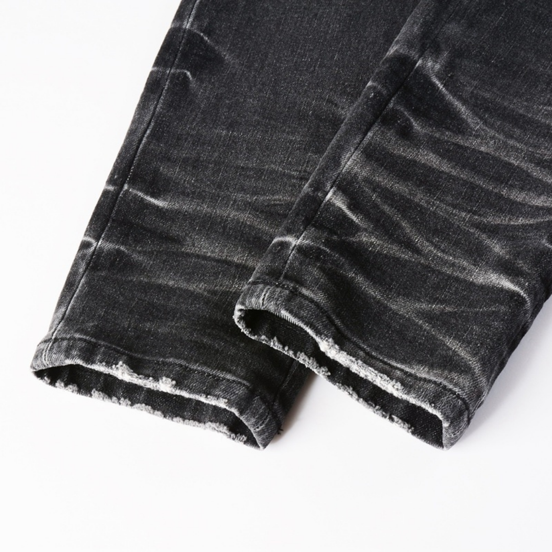 Amr Staggered Logo Black Jeans