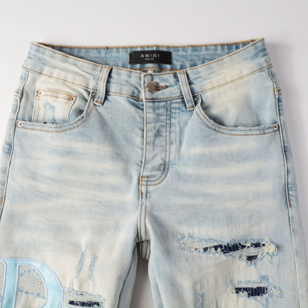 Amr Staggered Light Blue Jeans