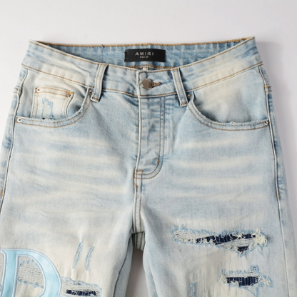 Amr Staggered Light Blue Jeans