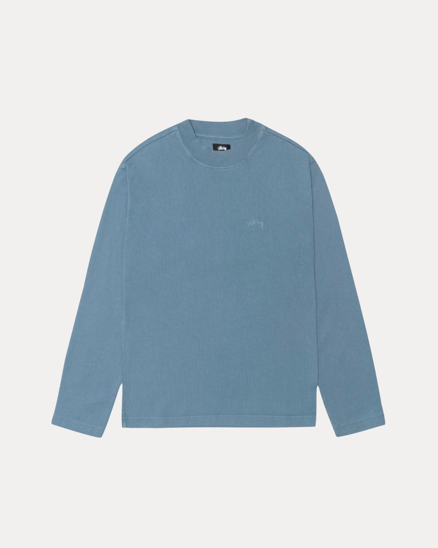 Dyed Mock Neck Ls Tee Mens Long Sleeve In Blue | hero:main:collection:new-arrivals,shirts,tops-shirts,all,tees,outerwear,denim,knits,accessories,sunglasses,hoodies,sweats,mens-hoodies-sweatshirts,shorts,pants,bottoms