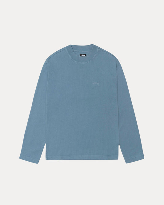Dyed Mock Neck Ls Tee Mens Long Sleeve In Blue | hero:main:collection:new-arrivals,shirts,tops-shirts,all,tees,outerwear,denim,knits,accessories,sunglasses,hoodies,sweats,mens-hoodies-sweatshirts,shorts,pants,bottoms