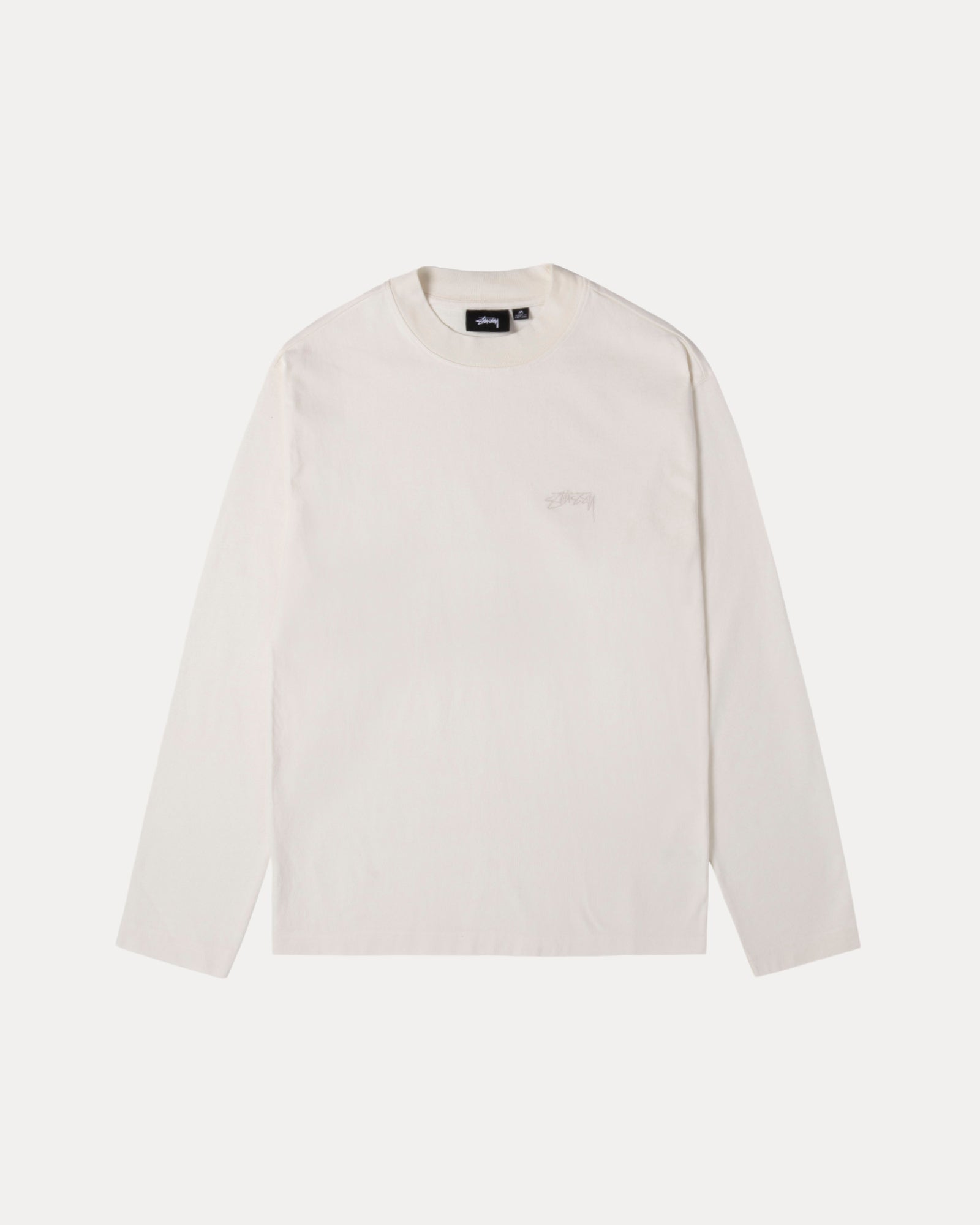 Dyed Mock Neck Ls Tee Mens Long Sleeve In White | hero:main:collection:new-arrivals,shirts,tops-shirts,all,tees,outerwear,denim,knits,accessories,sunglasses,hoodies,sweats,mens-hoodies-sweatshirts,shorts,pants,bottoms