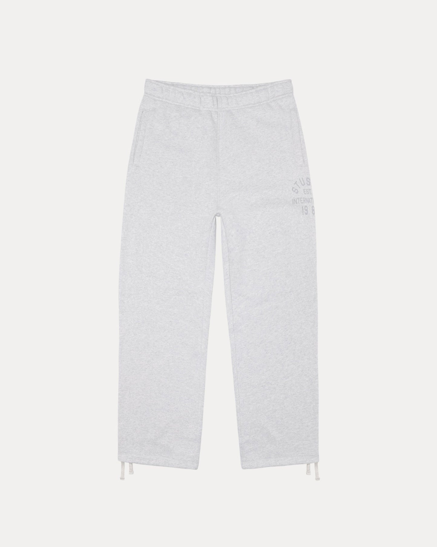 Stussy Est Fleece Pant Mens Regular In Ash Heather | hero:main:collection:new-arrivals,shirts,tops-shirts,all,tees,outerwear,denim,knits,accessories,sunglasses,hoodies,sweats,mens-hoodies-sweatshirts,shorts,pants,bottoms