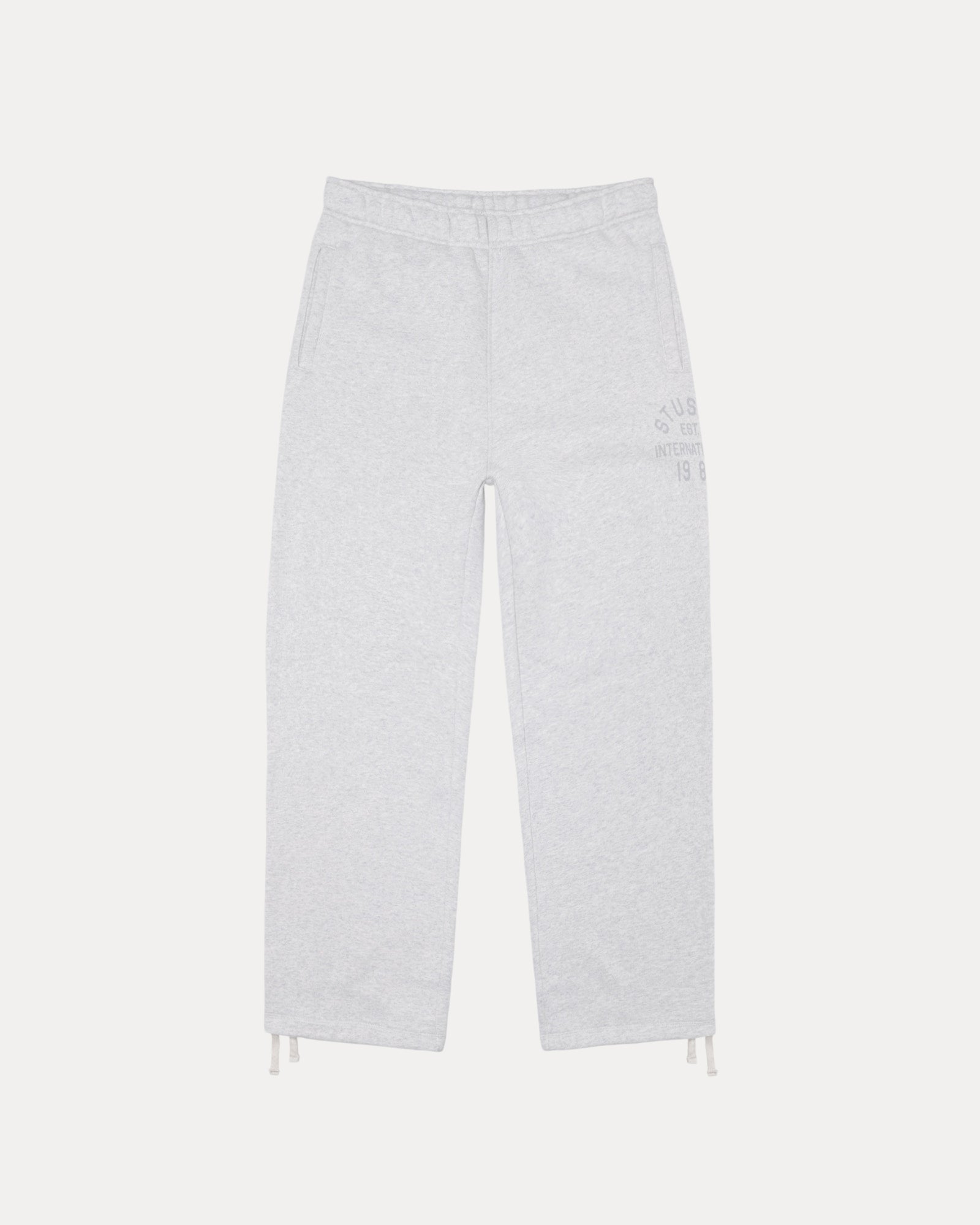 Stussy Est Fleece Pant Mens Regular In Ash Heather | hero:main:collection:new-arrivals,shirts,tops-shirts,all,tees,outerwear,denim,knits,accessories,sunglasses,hoodies,sweats,mens-hoodies-sweatshirts,shorts,pants,bottoms