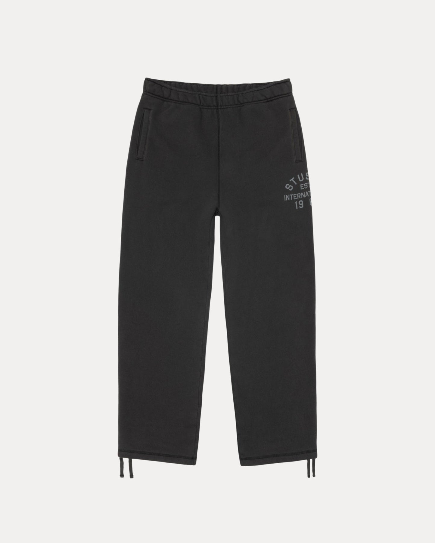 Stussy Est Fleece Pant Mens Regular In Black | hero:main:collection:new-arrivals,shirts,tops-shirts,all,tees,outerwear,denim,knits,accessories,sunglasses,hoodies,sweats,mens-hoodies-sweatshirts,shorts,pants,bottoms