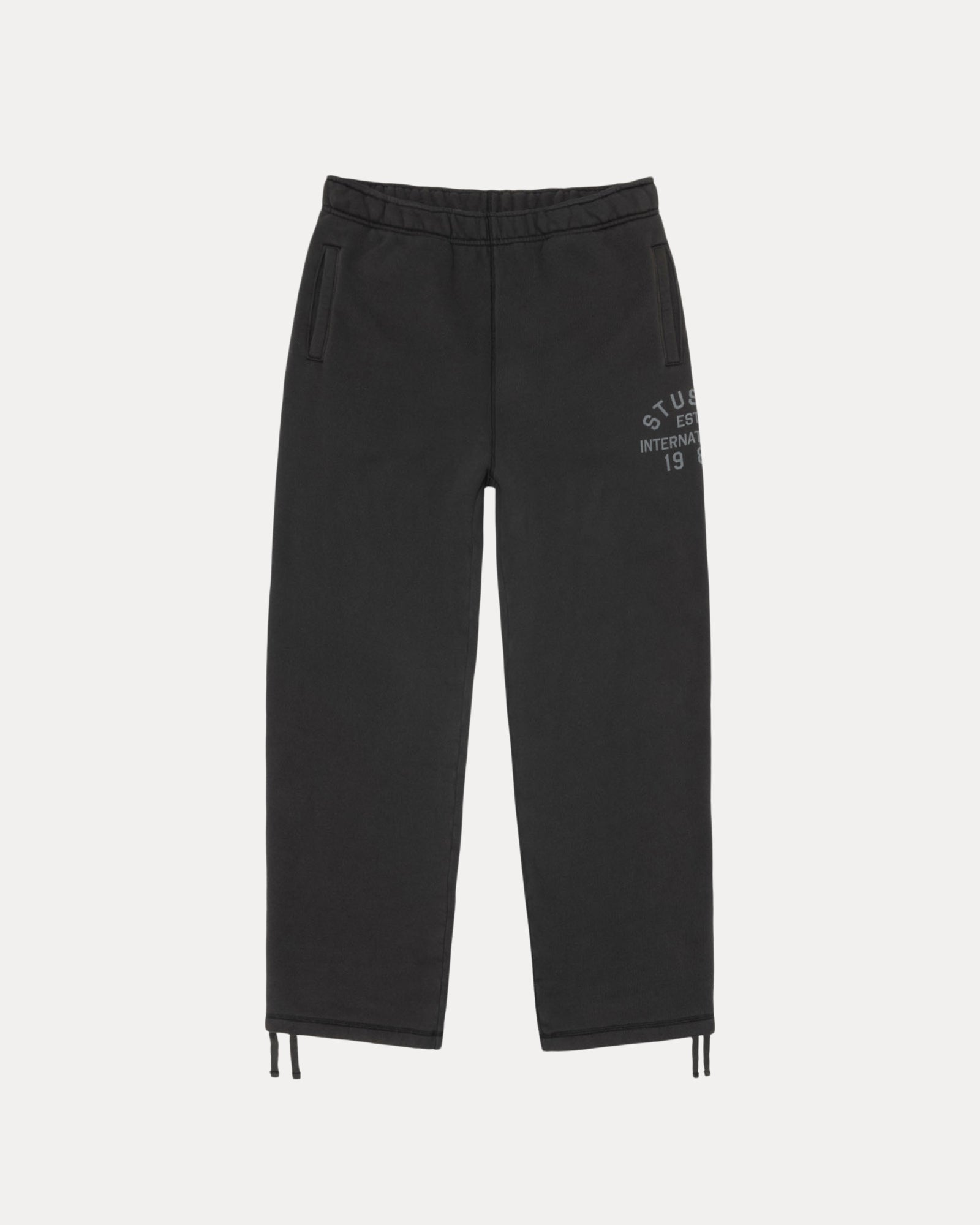 Stussy Est Fleece Pant Mens Regular In Black | hero:main:collection:new-arrivals,shirts,tops-shirts,all,tees,outerwear,denim,knits,accessories,sunglasses,hoodies,sweats,mens-hoodies-sweatshirts,shorts,pants,bottoms