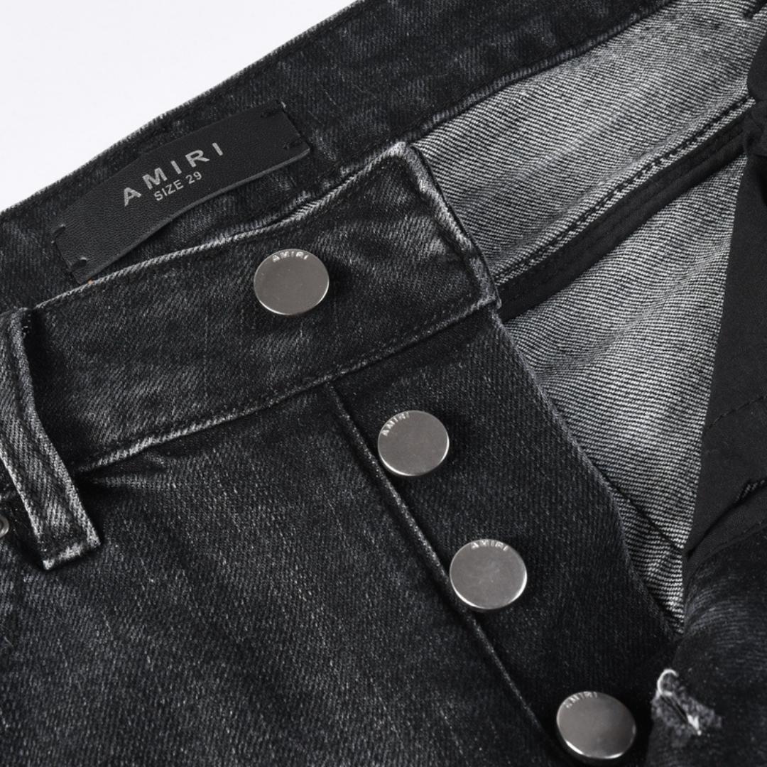 Amr Staggered Red Logo Jeans