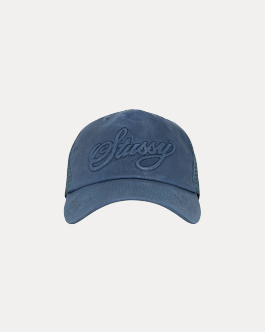 WAXED TRUCKER CURSIVE STITCH SNAPBACK