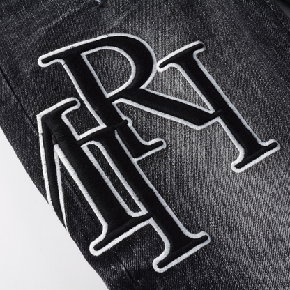 Amr Staggered Black Jeans