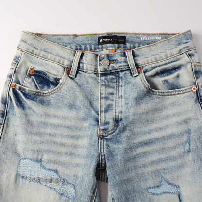 Purple Light Blue Patch Jeans