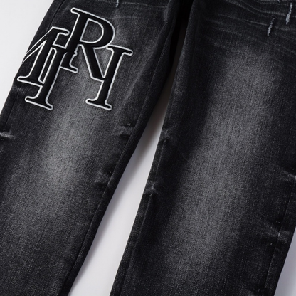 Amr Staggered Black Jeans