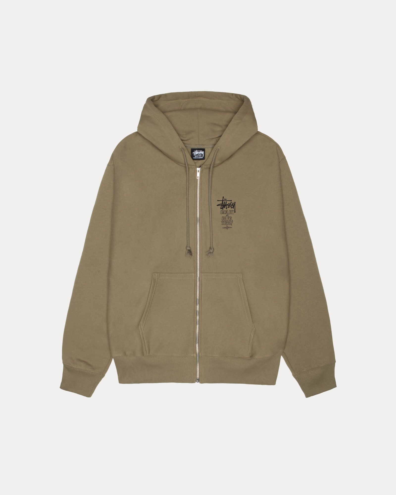 Swim Out Zip Hood Mens Long Sleeve In Army