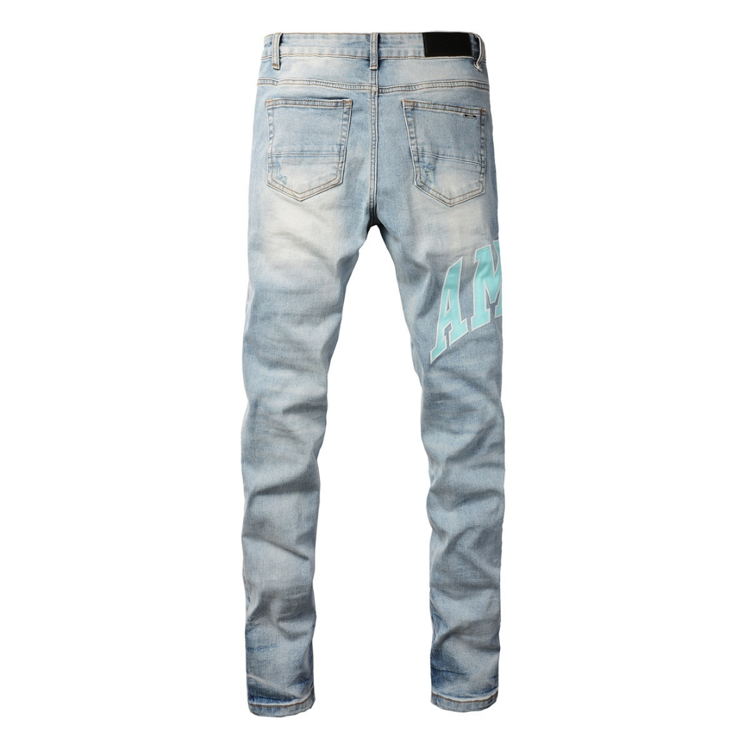 Amr Light Blue Patch Jeans