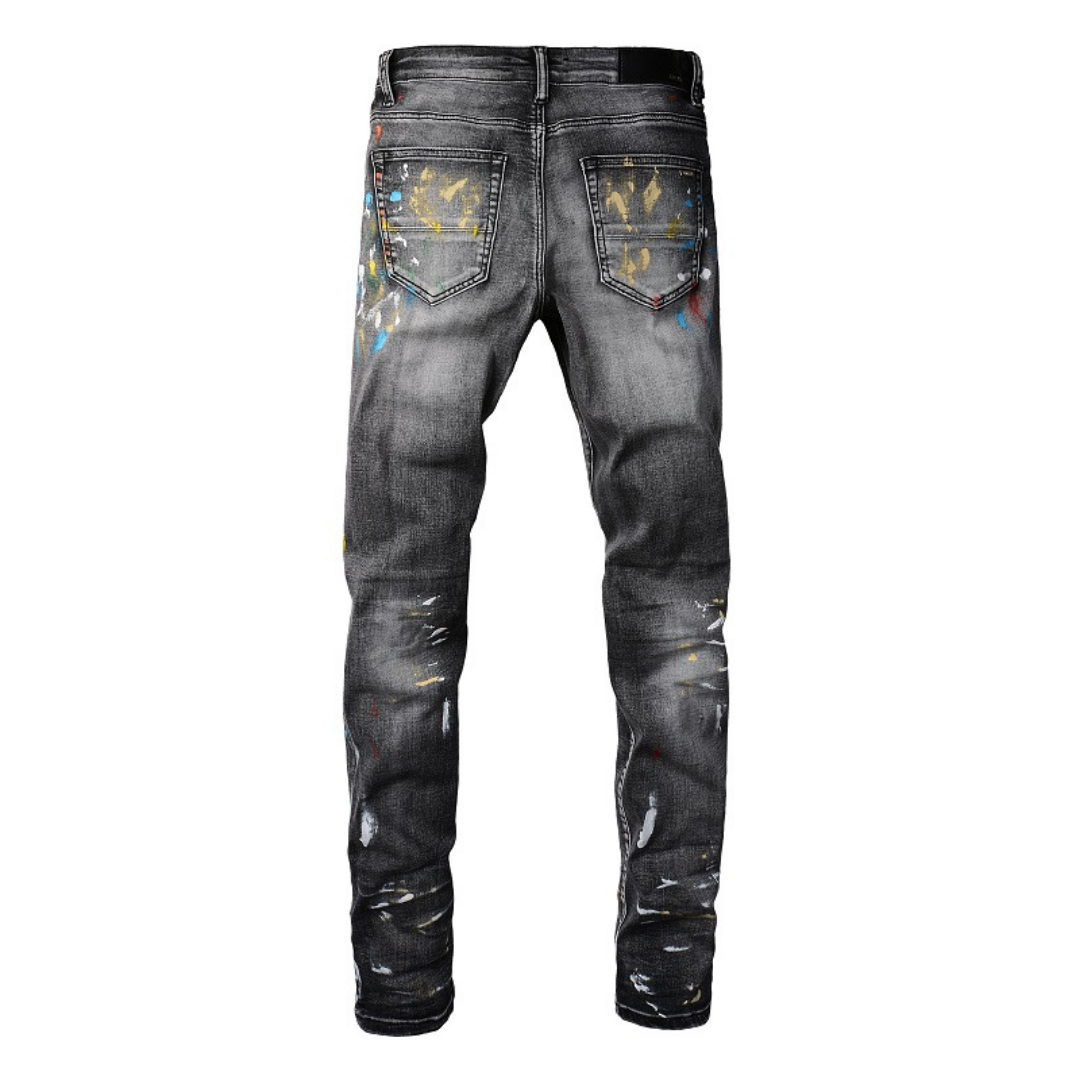 Amr Distressed Paint Jeans