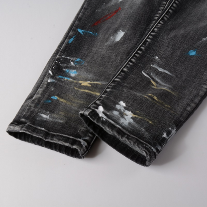 Amr Distressed Paint Jeans