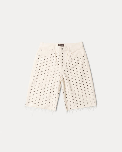 Wb Denim Short Mens Regular In Ivory | hero:main:collection:new-arrivals,wales-bonner,shirts,tops-shirts,all,tees,outerwear,denim,knits,accessories,sunglasses,hoodies,sweats,mens-hoodies-sweatshirts,shorts,pants,bottoms