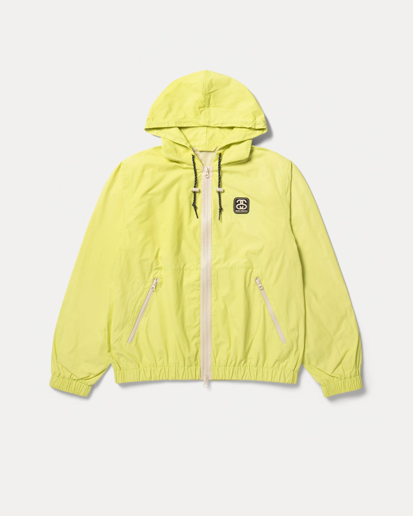 Wb Windbreaker Mens Long Sleeve In Lime | hero:main:collection:new-arrivals,wales-bonner,shirts,tops-shirts,all,tees,outerwear,denim,knits,accessories,sunglasses,hoodies,sweats,mens-hoodies-sweatshirts,shorts,pants,bottoms