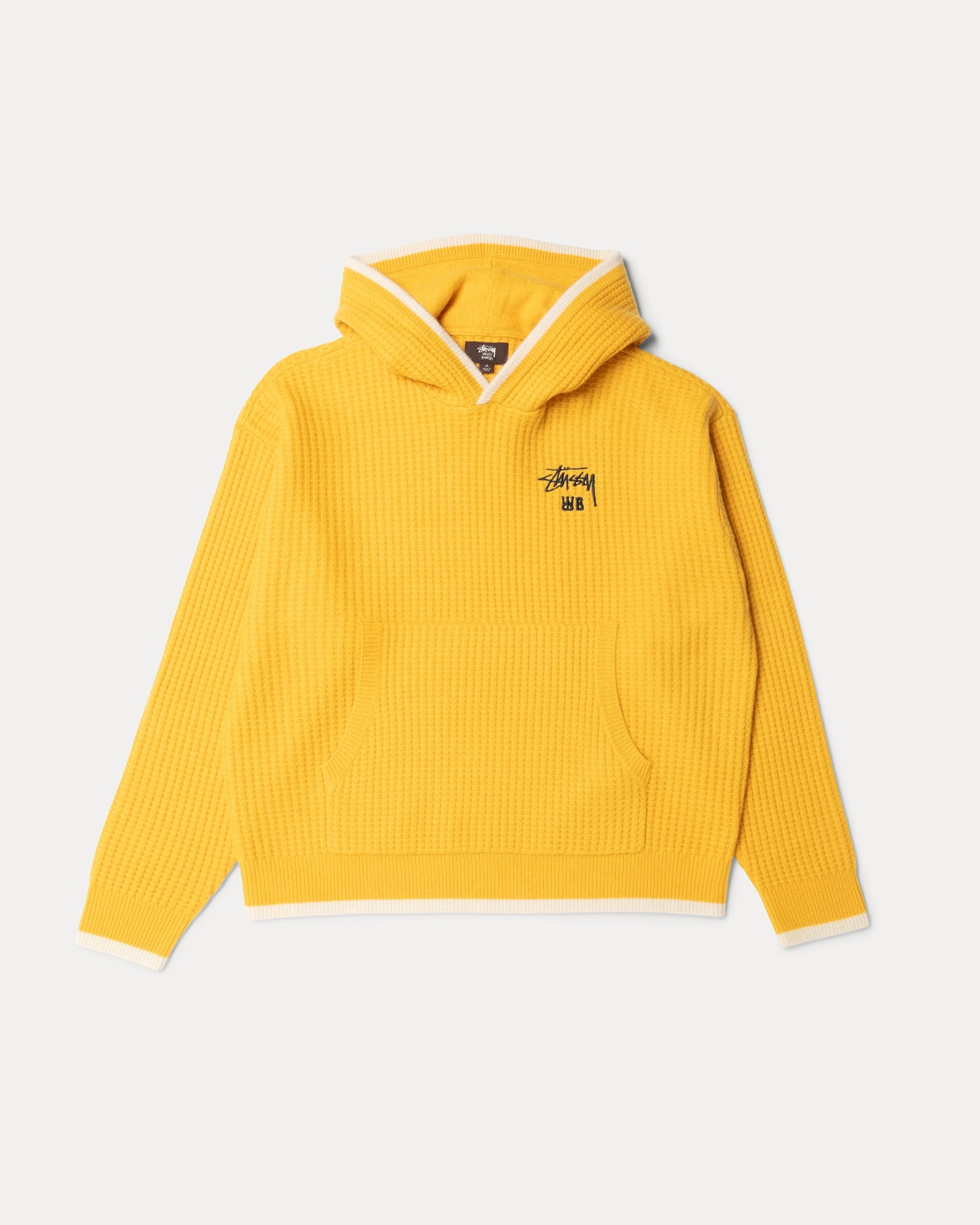 Wb Cashmere Hood Mens Long Sleeve In Yellow | hero:main:collection:new-arrivals,wales-bonner,shirts,tops-shirts,all,tees,outerwear,denim,knits,accessories,sunglasses,hoodies,sweats,mens-hoodies-sweatshirts,shorts,pants,bottoms