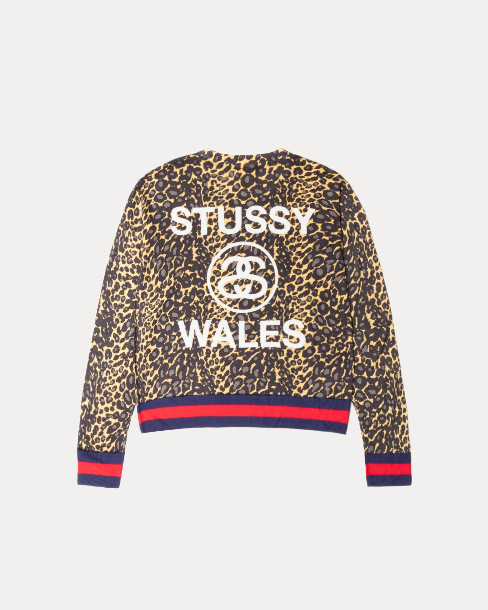 Wb Leopard Sweater Mens Long Sleeve In Golden | hero:main:collection:new-arrivals,wales-bonner,shirts,tops-shirts,all,tees,outerwear,denim,knits,accessories,sunglasses,hoodies,sweats,mens-hoodies-sweatshirts,shorts,pants,bottoms