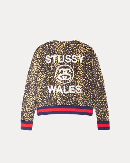 Wb Leopard Sweater Mens Long Sleeve In Golden | hero:main:collection:new-arrivals,wales-bonner,shirts,tops-shirts,all,tees,outerwear,denim,knits,accessories,sunglasses,hoodies,sweats,mens-hoodies-sweatshirts,shorts,pants,bottoms