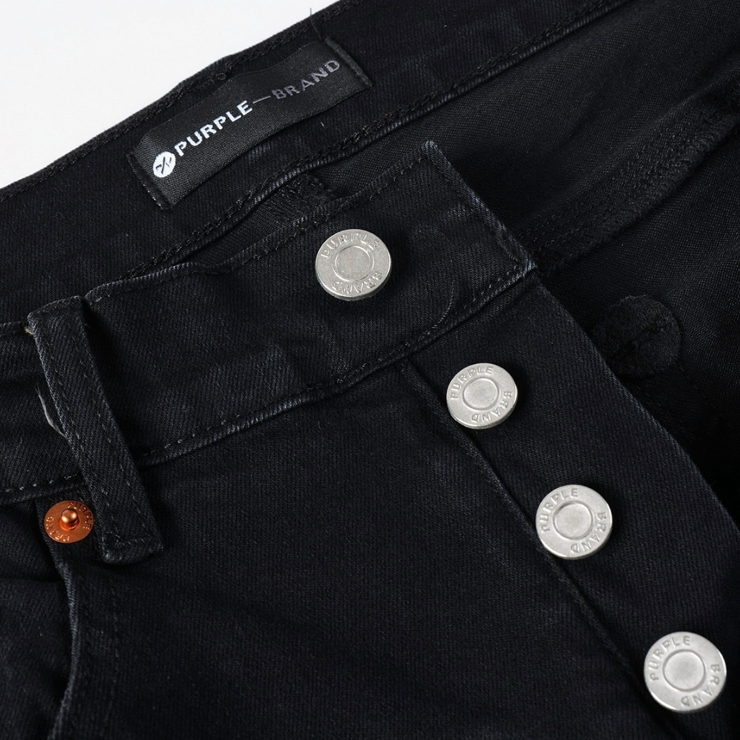 Purple Monogram Patch Ripped Jeans