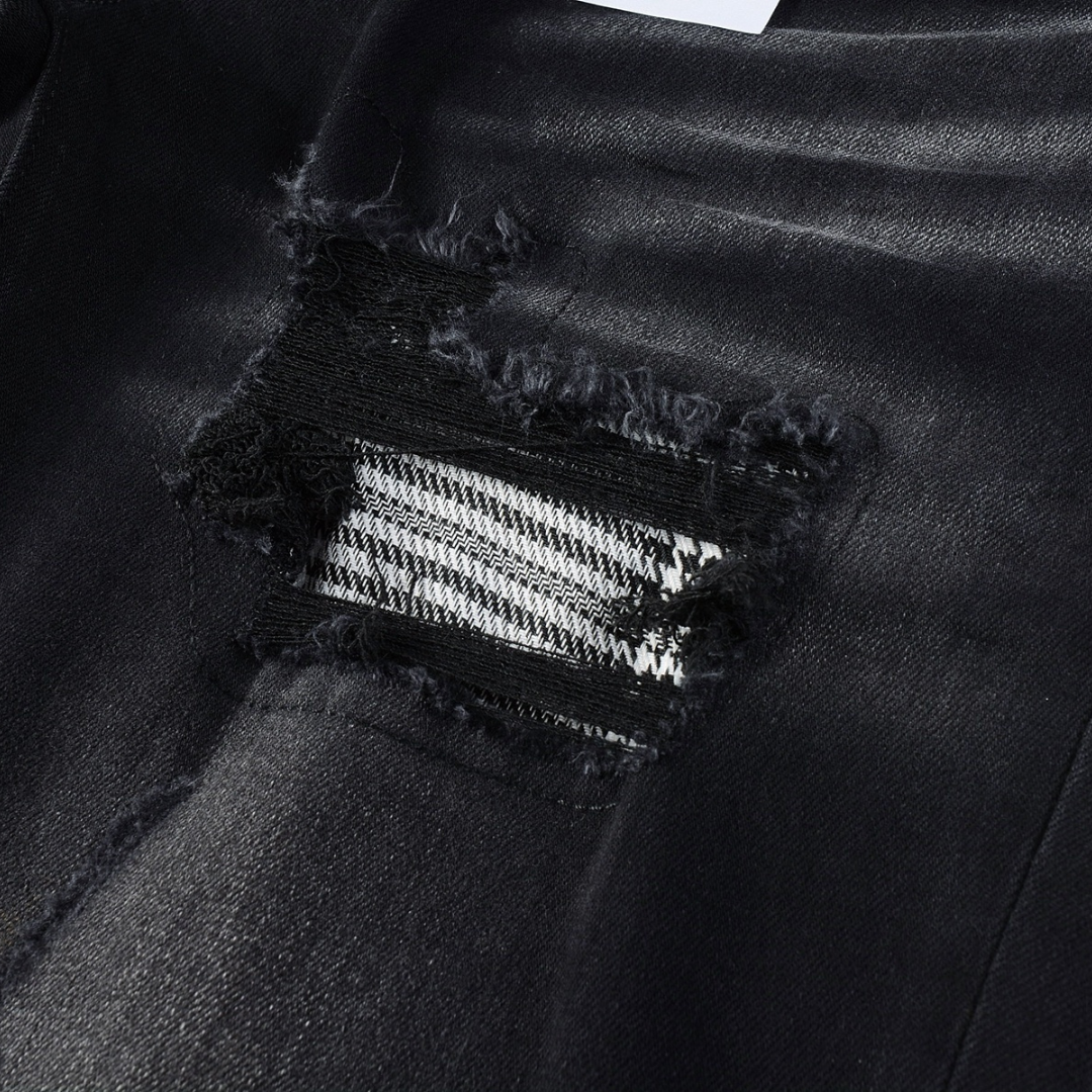 Purple Monogram Patch Ripped Jeans