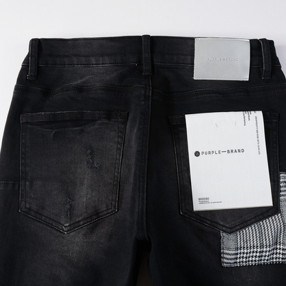 Purple Monogram Patch Ripped Jeans