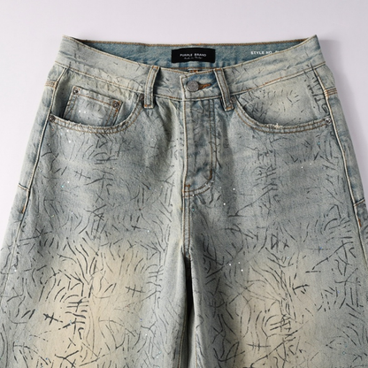 Purple Blue Distressed Jeans