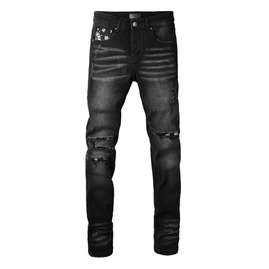 Amr Bandana Black Ripped Jeans