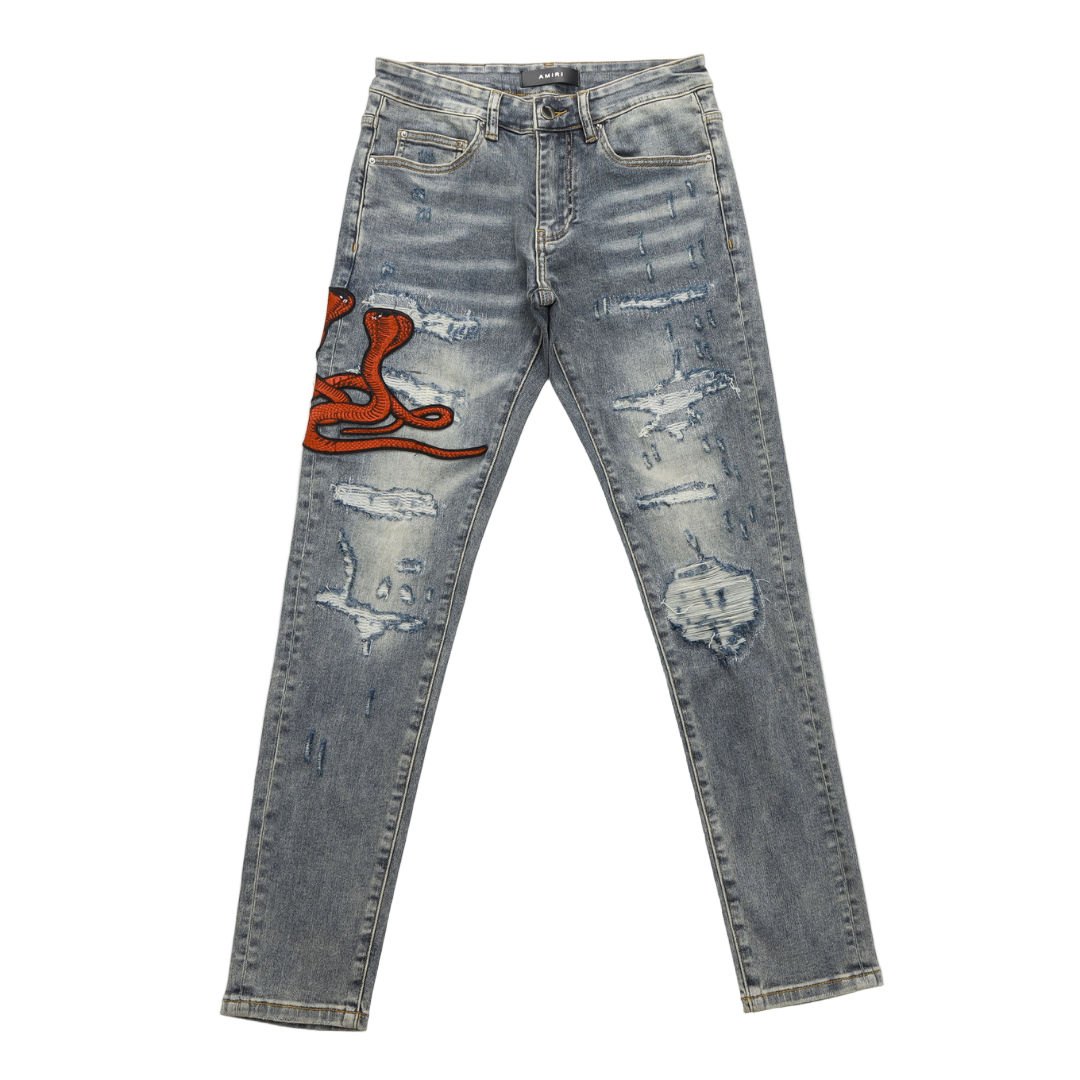 Amr Red Snake Grey Jeans