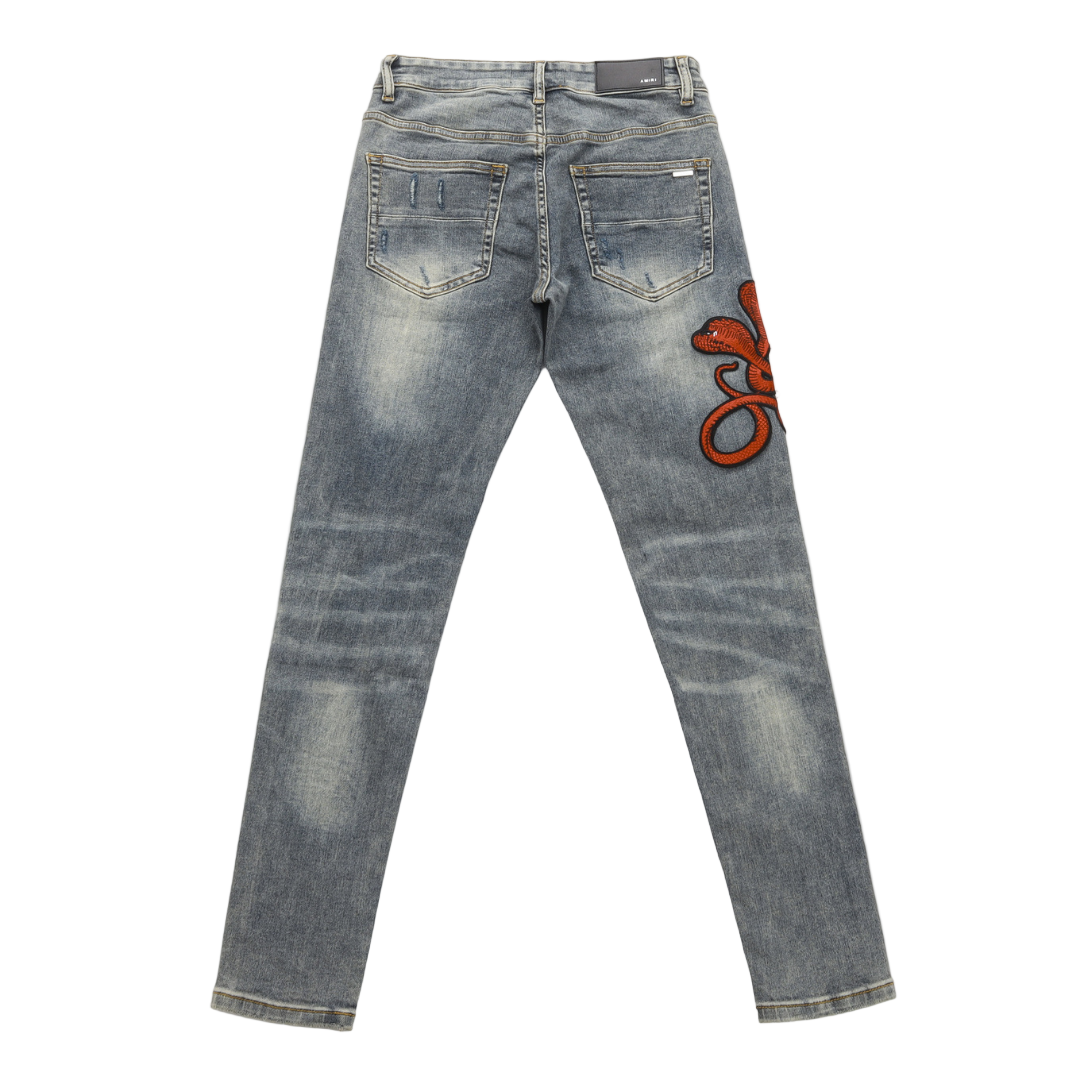 Amr Red Snake Grey Jeans