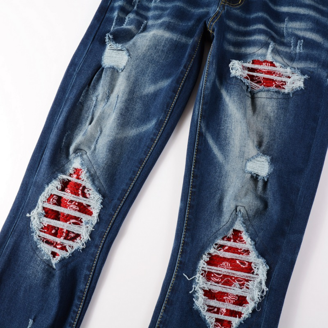 Amr Red Bandana Jeans
