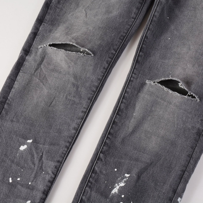 Purple Paint Ripped Jeans