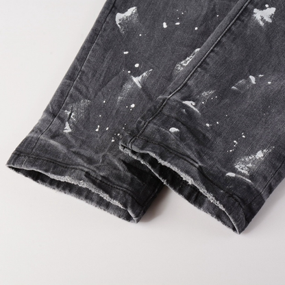 Purple Paint Ripped Jeans