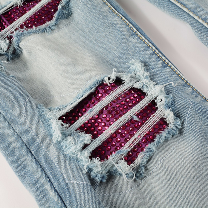 Amr Red Diamond Patch Jeans