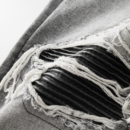 Amr Patch Ripped Grey Jeans