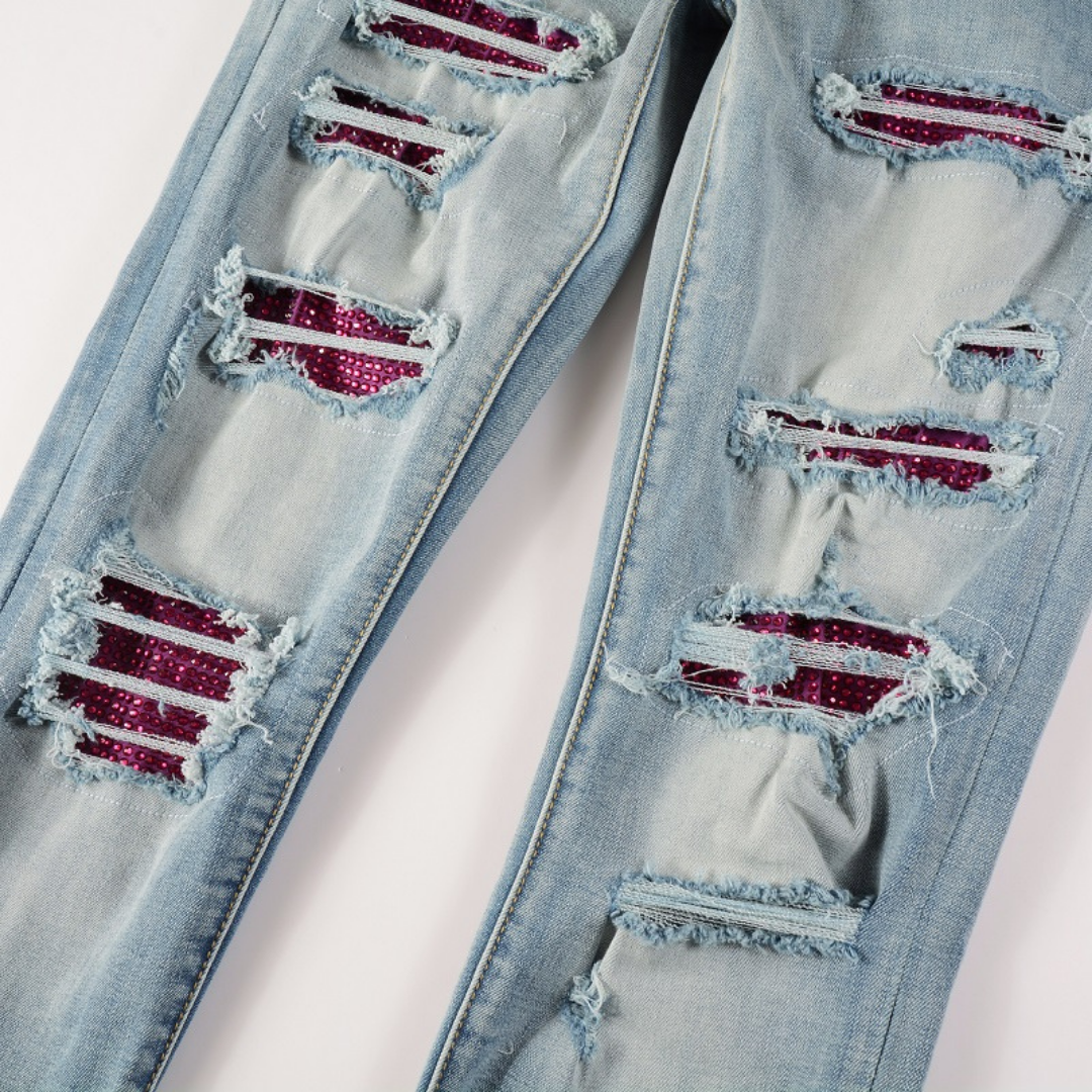 Amr Red Diamond Patch Jeans