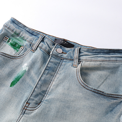 Amr Staggered Blue Jeans