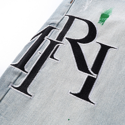 Amr Staggered Blue Jeans