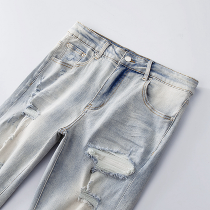 Amr Patch Ripped Blue Jeans