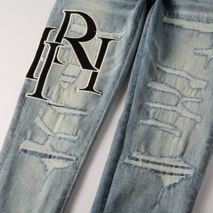 Amr Staggered Blue Jeans