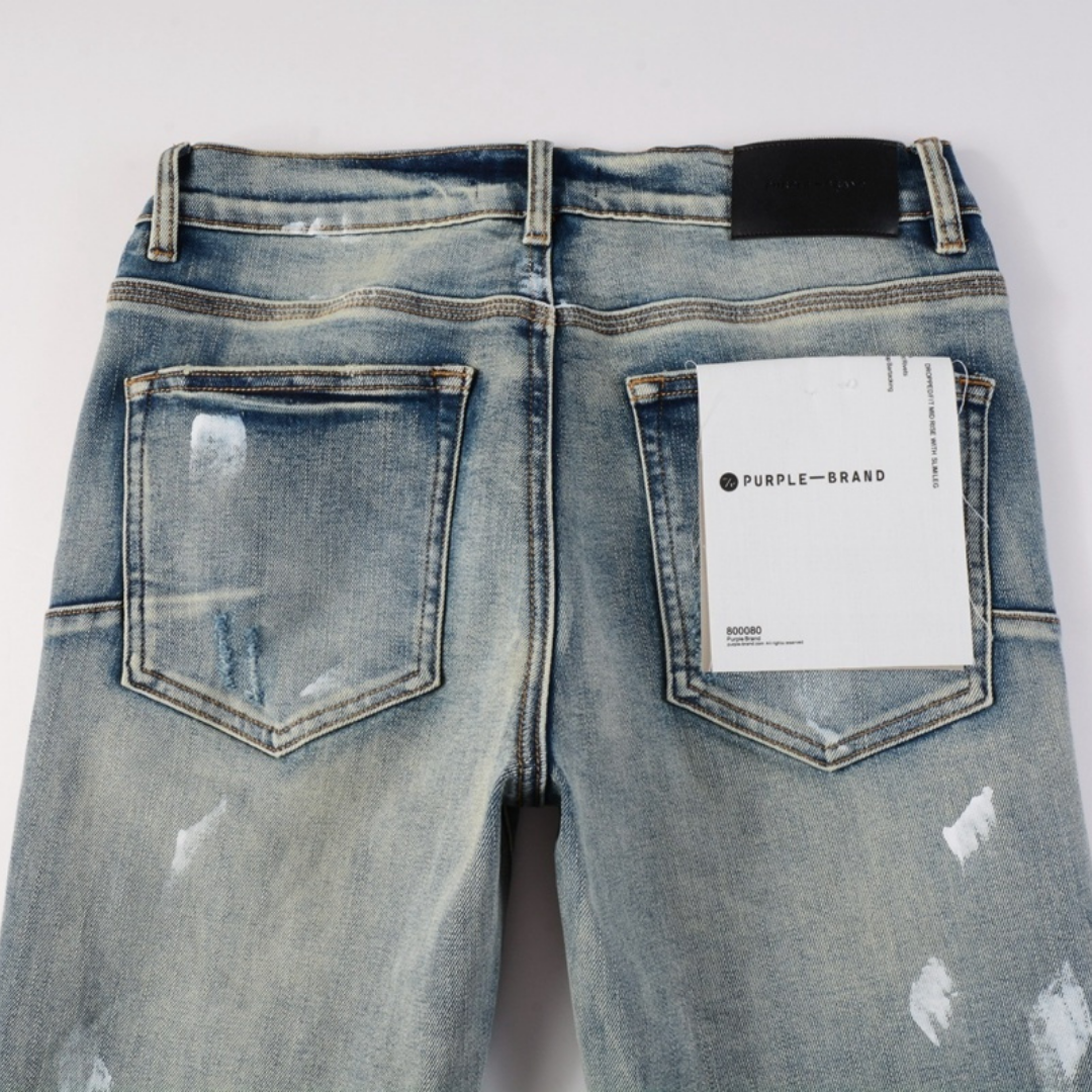 Purple Ripped Paint Jeans