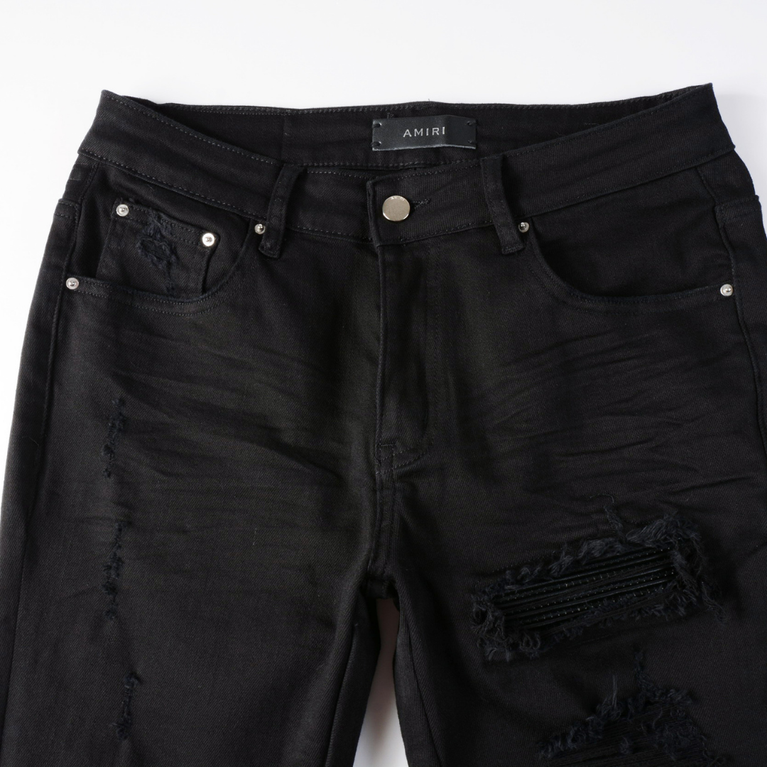 Amr Black Patch Jeans