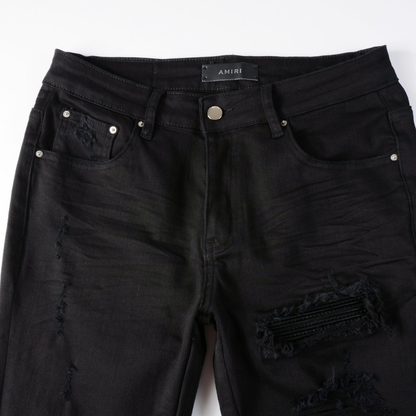 Amr Black Patch Jeans