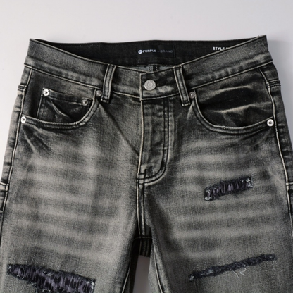 Purple Grey Ripped Jeans