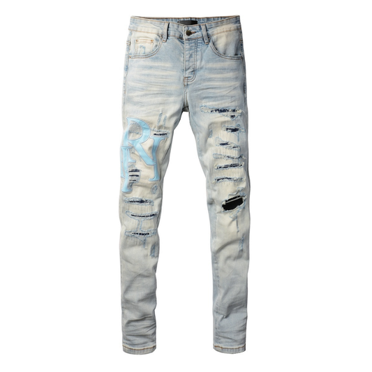 Amr Staggered Light Blue Jeans