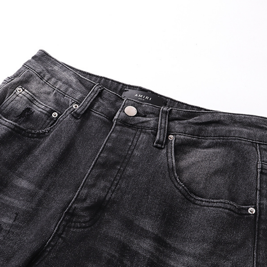 Amr Grey Staggered Logo Jeans