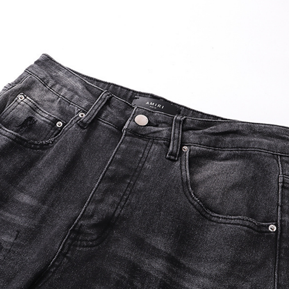 Amr Grey Staggered Logo Jeans