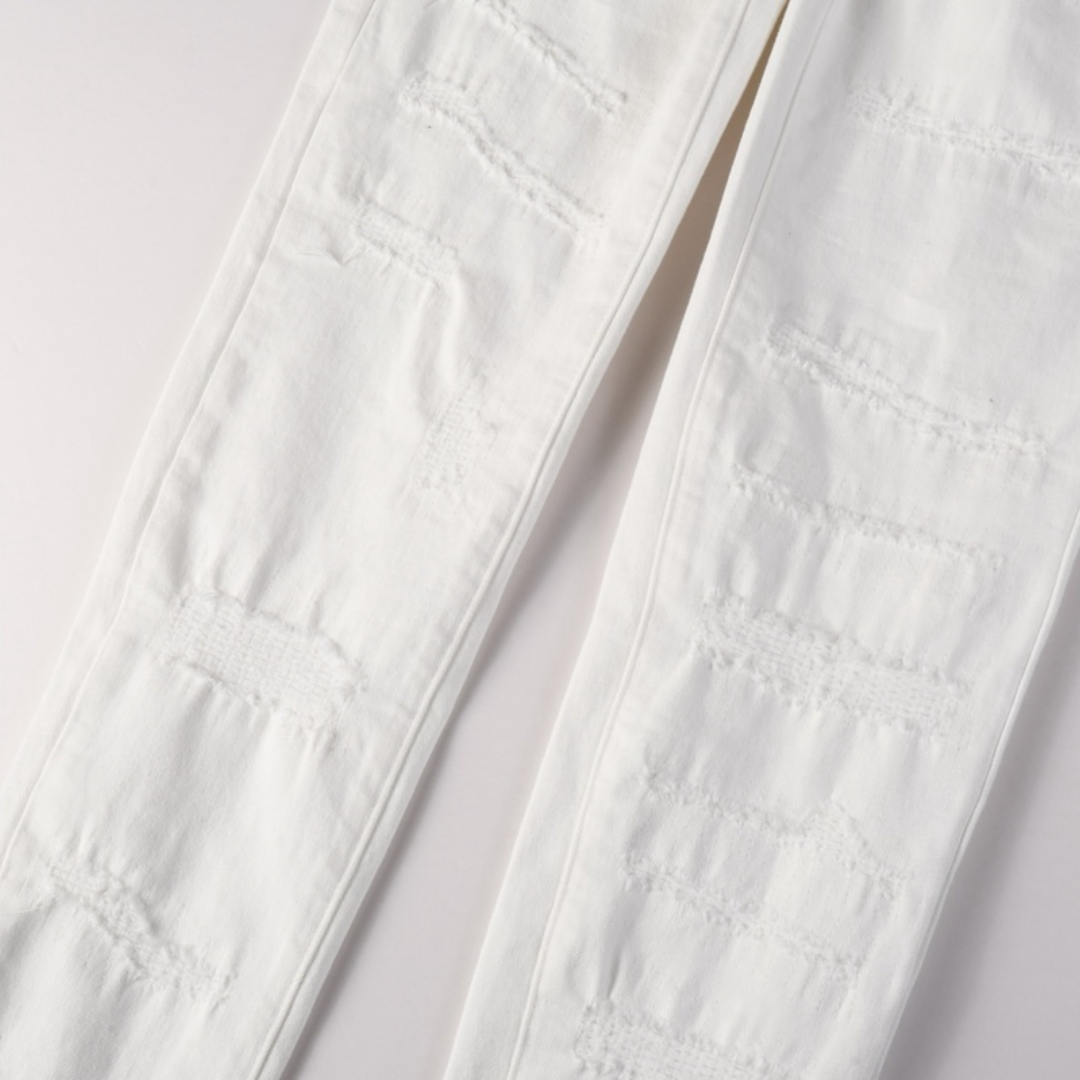 Purple White Ripped Jeans