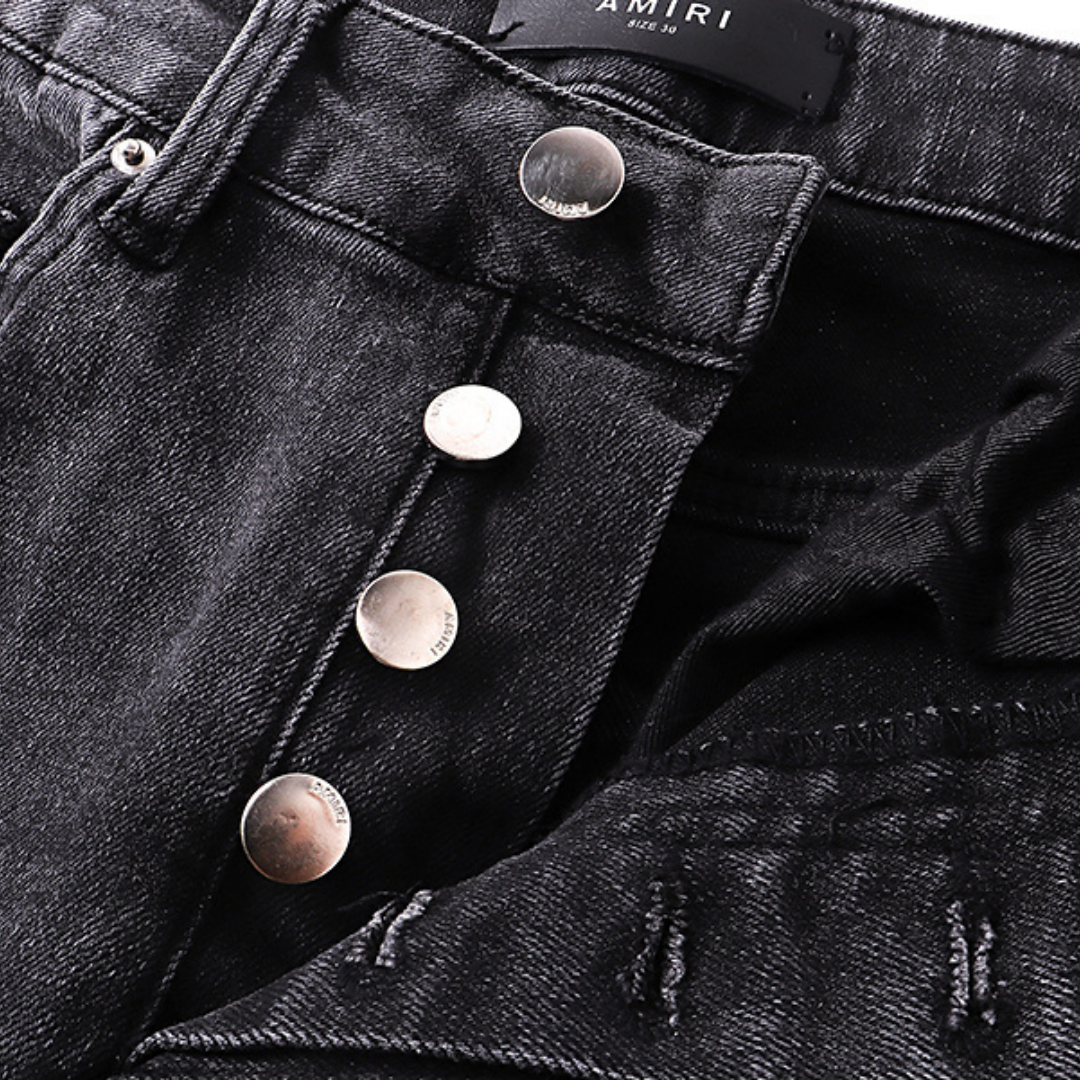 Amr Grey Staggered Logo Jeans